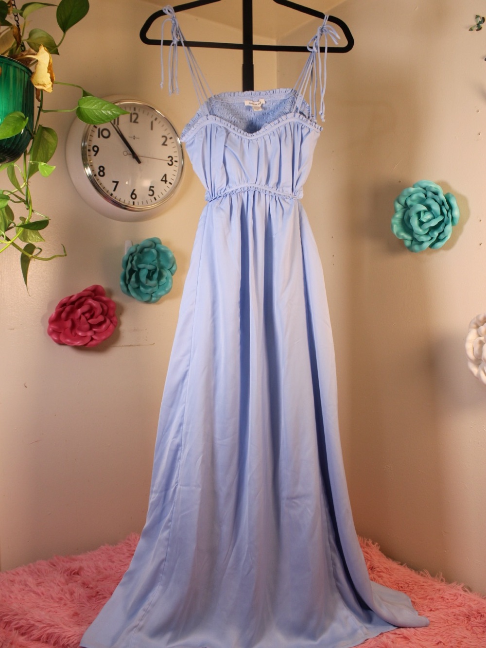 American Eagle Light Blue Cutout Maxi Dress XS NWT Fairycore Dress MSRP $69
